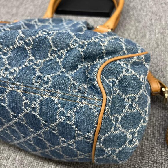 100% AUTHENTIC GUCCI GG CANVAS LEATHER SUKEY SHOULDER BAG - Picture 5 of 14